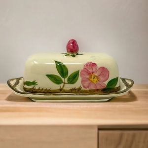 Vintage Franciscan Desert Rose Covered Butter 1950's Hand Painted
